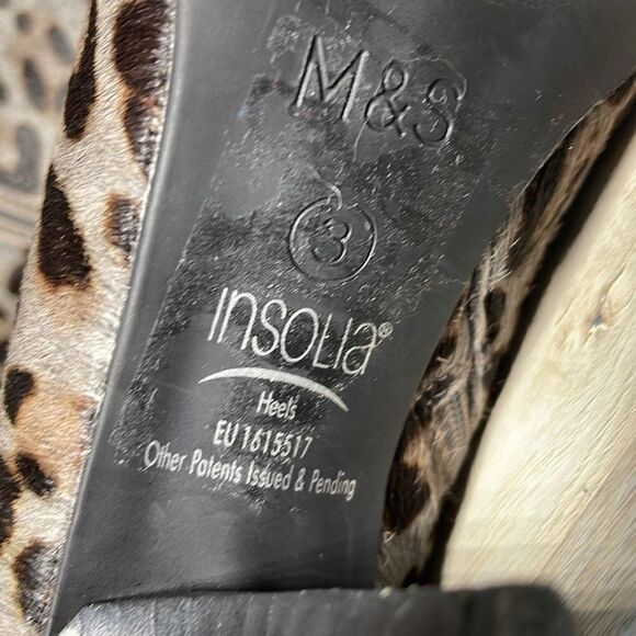 M&S Collection Womens Animal Print Ankle Boots Insolia Heels Tan Leather Size 3/ - Picture 4 of 10